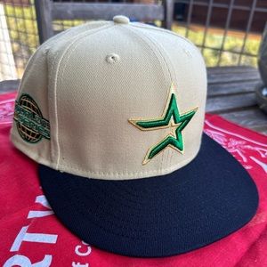 New Era 59Fifty Cooperstown Collection Astros Tan & Emerald 7 1/4 NWOT